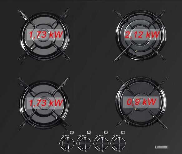Płyta gazowa 4 pal. czarna Smith&Brown ZESTAW G-430