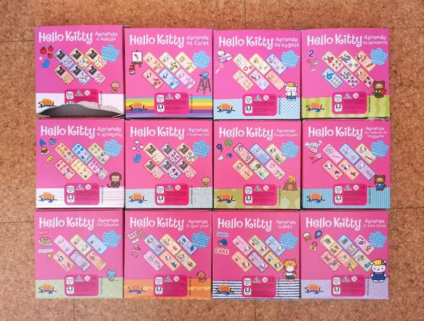 12 puzzles educativos Hello Kitty, cada um com 6x2 peças