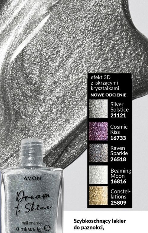 Avon Dream to Shine lakier 3D do paznokci Raven Sparkle czarny brokat