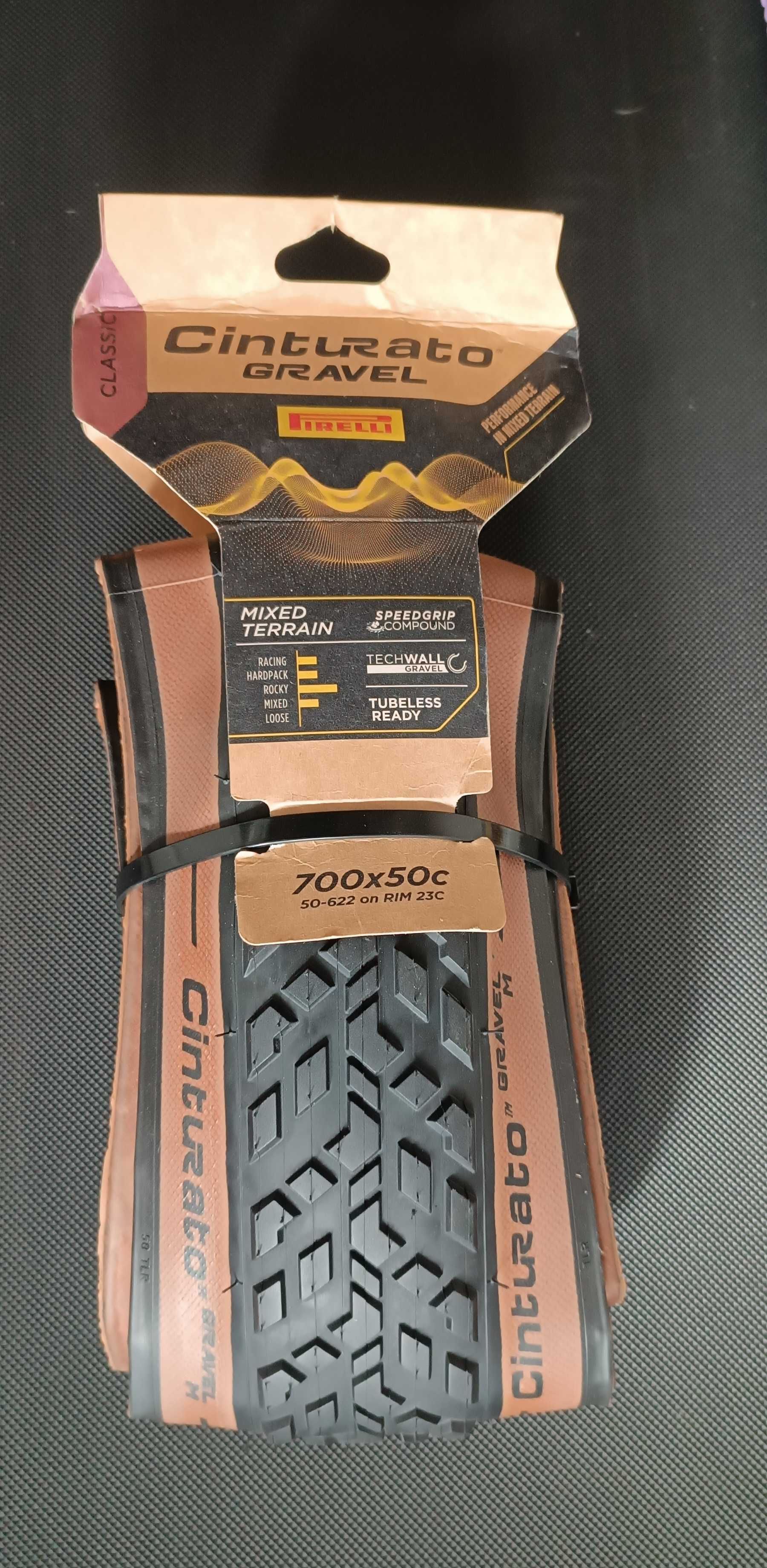 Opona PIRELLI Cinturato Gravel Mixed TLR 700x50 brązowa, 2.0", nowa