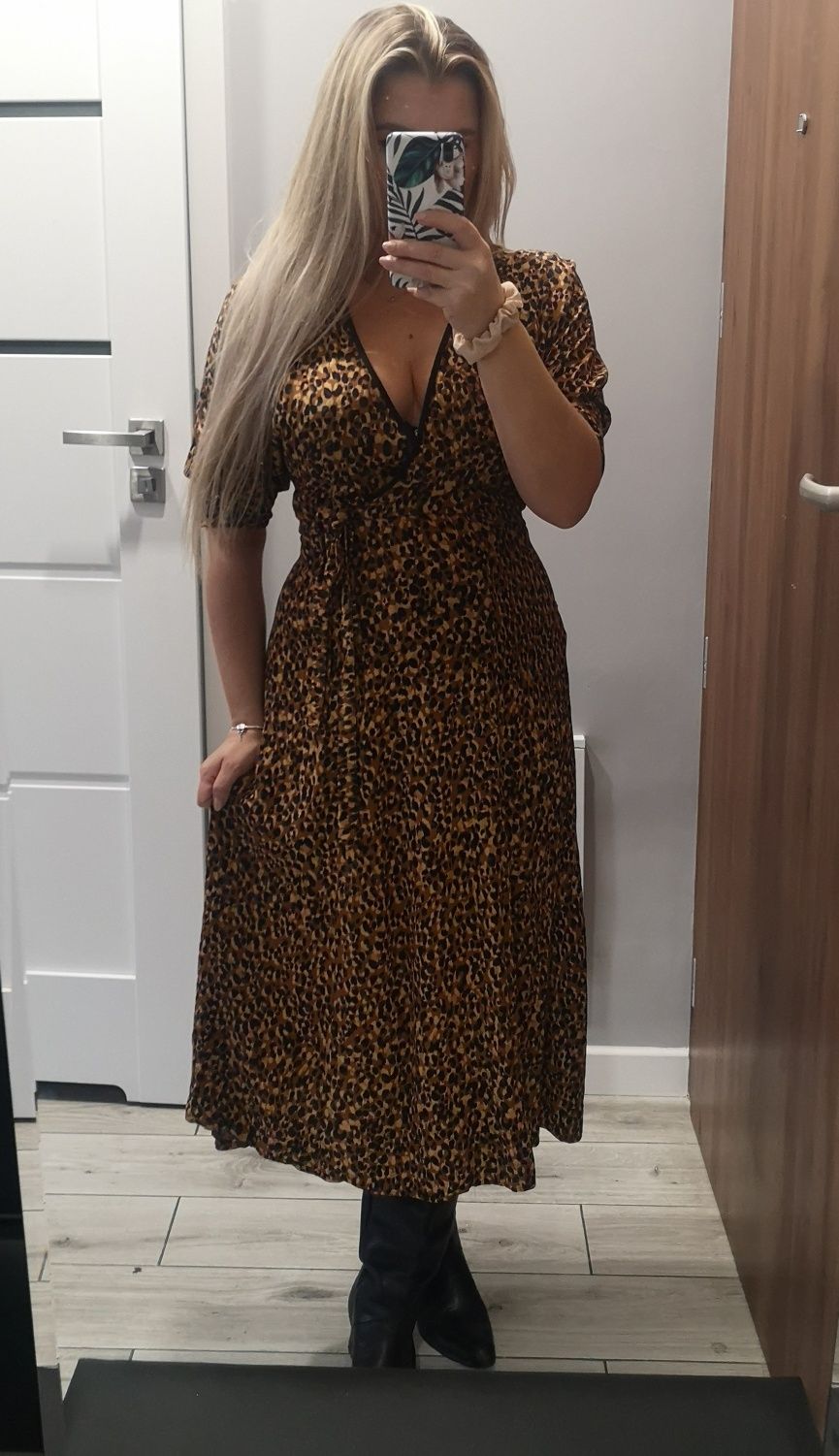 Zara - sukienka w panterkę midi S