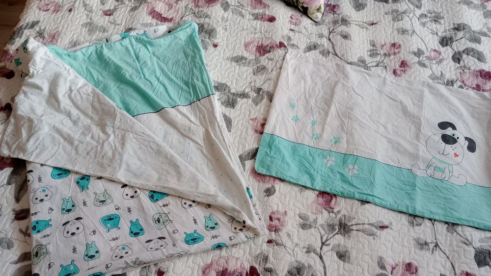 Pościel dziecięca 95x130 pieski miętowa