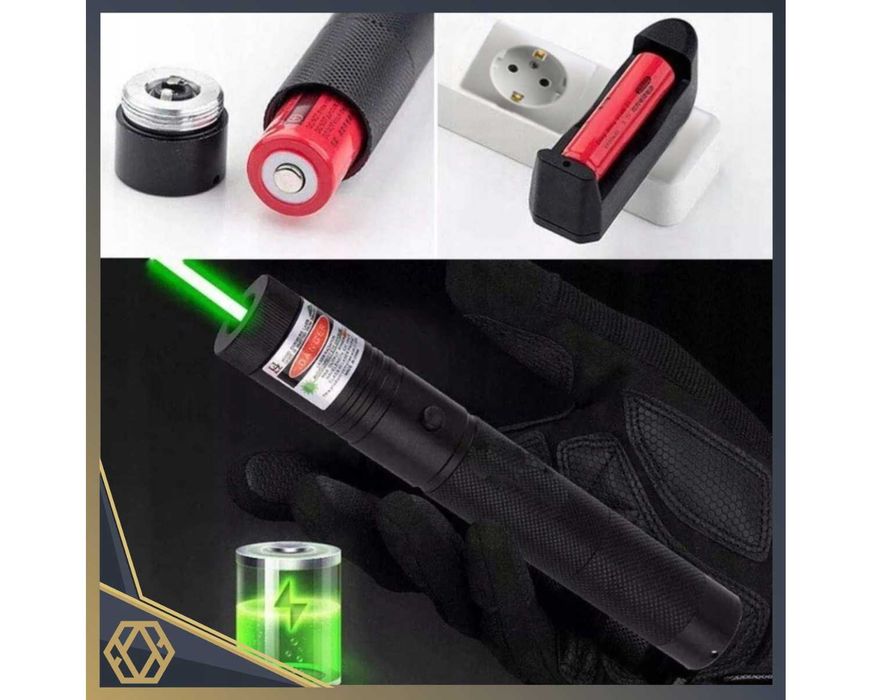 Laser Mocny Wskaźnik Laserowy Ultra Zielony Pointer Akumulator 4w1