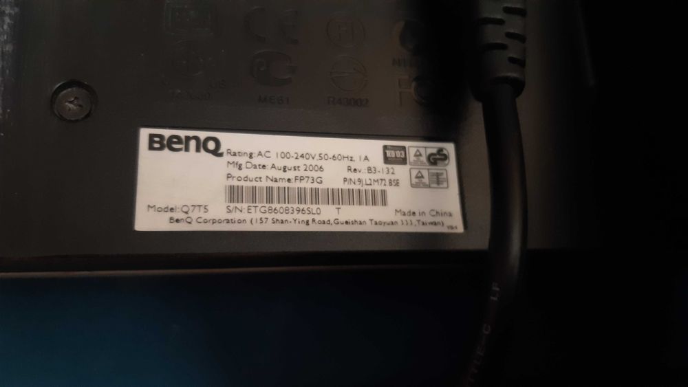 Monitor Benq Q7T5 17" sprawny+kabel sygnałowy,Samsung 17" 720N sprawny