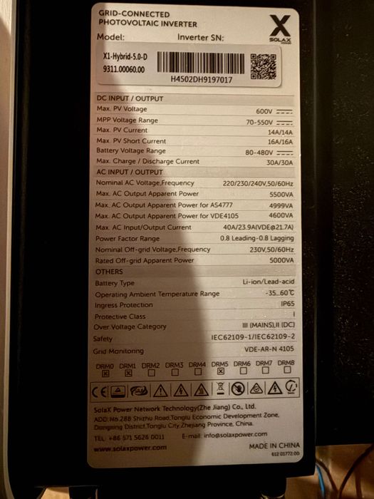 Inversor Solax X1 - Hybrid monofásico - 5 KW C/ WIFI Dongle