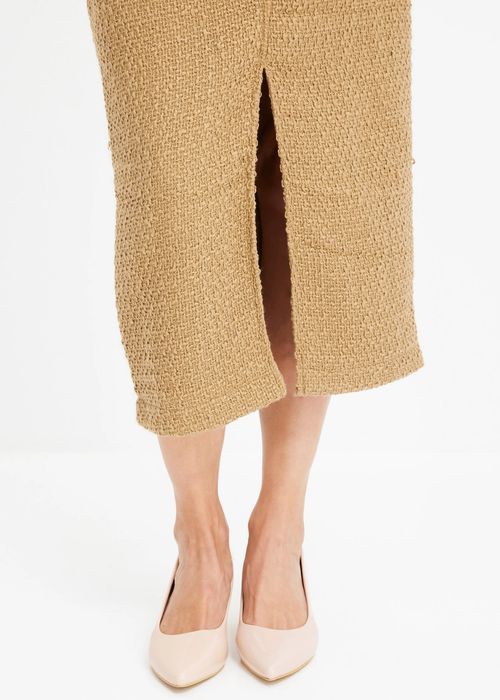 B.P.C spódnica ołówkowa brązowa boucle midi 54.