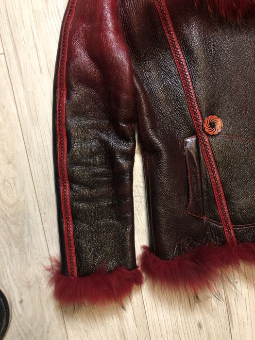 Куртка зимова натуральна червоно-чорна  р.48