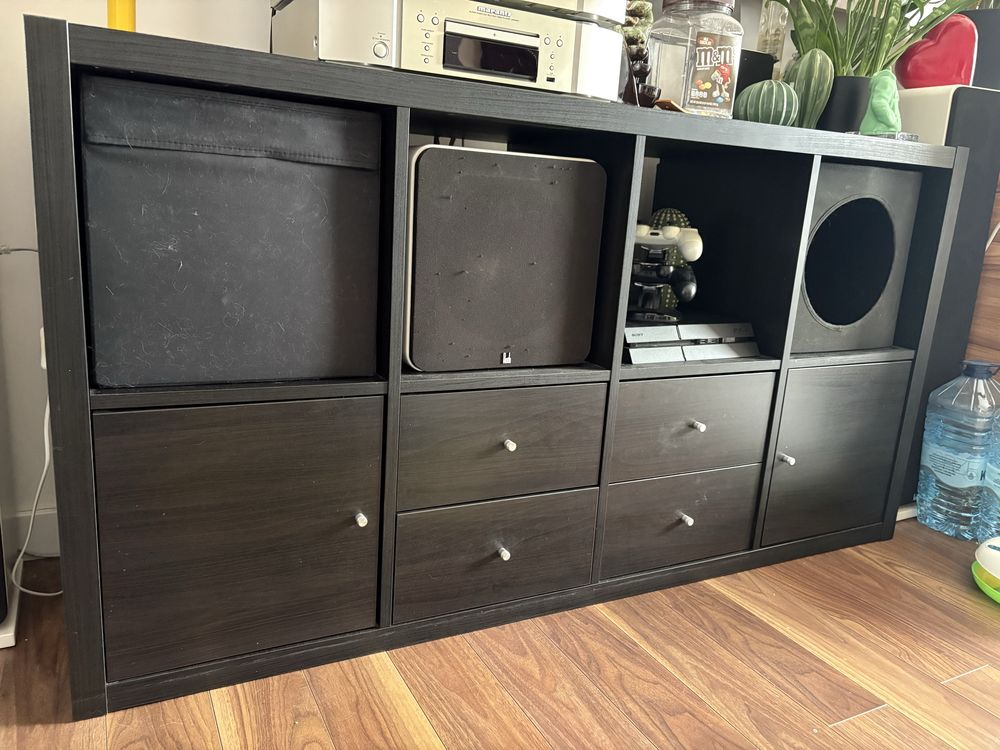 szafka rtv kallax ikea czarna szuflady szafki regał