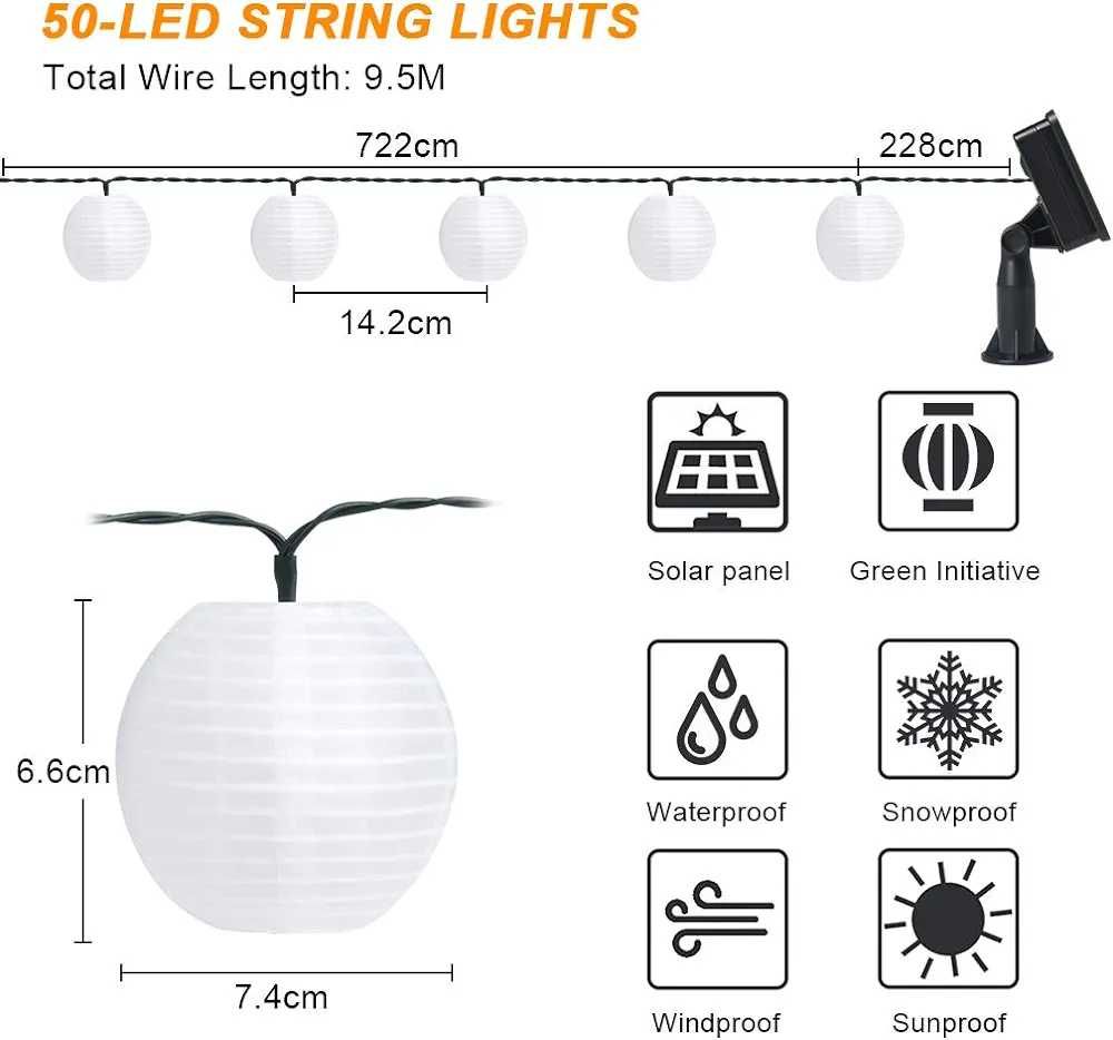 Solarny łańcuch świetlny led 30 lampek