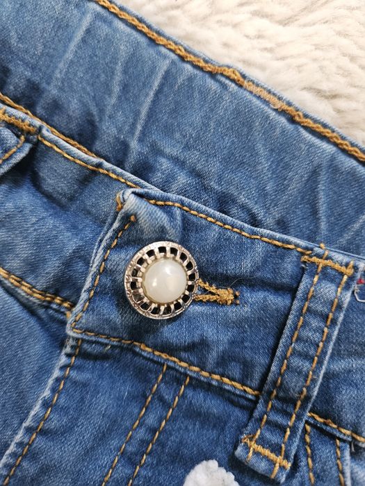 Spodenki bawelniane z gwiazdami 3d kieszenie perełka niebieskie hit ta