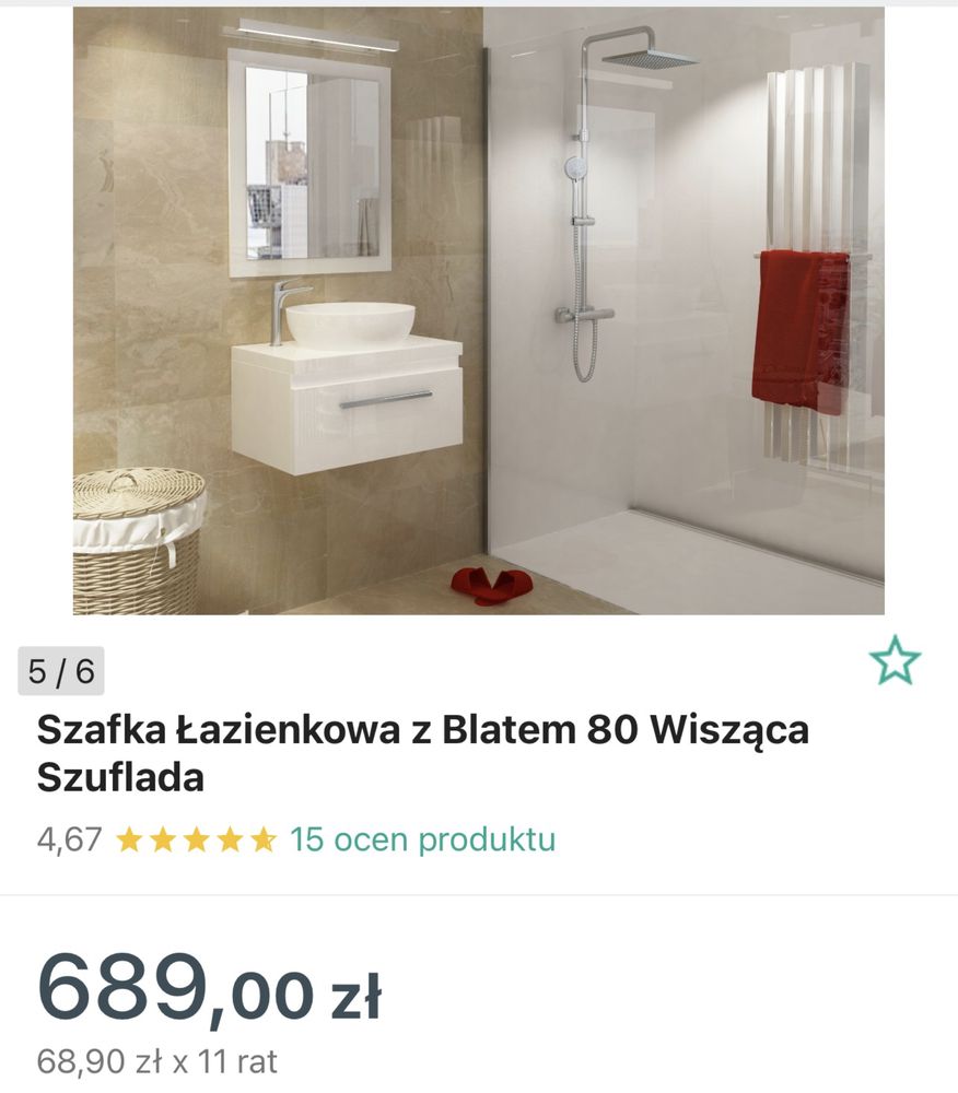 Szafka lazienkowa  pod zlew nadblatowy