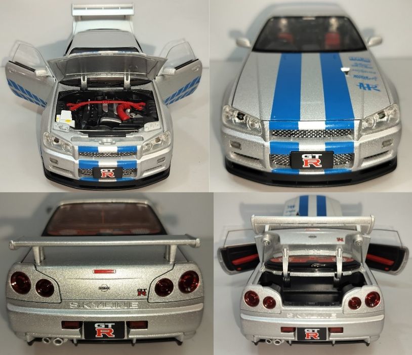 Nissan Skyline GT-R R34 модель 1:18 Jinlifang Металл звук свет