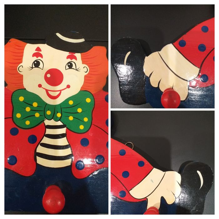 Cabide/ Bengaleiro, madeira palhaço de criança