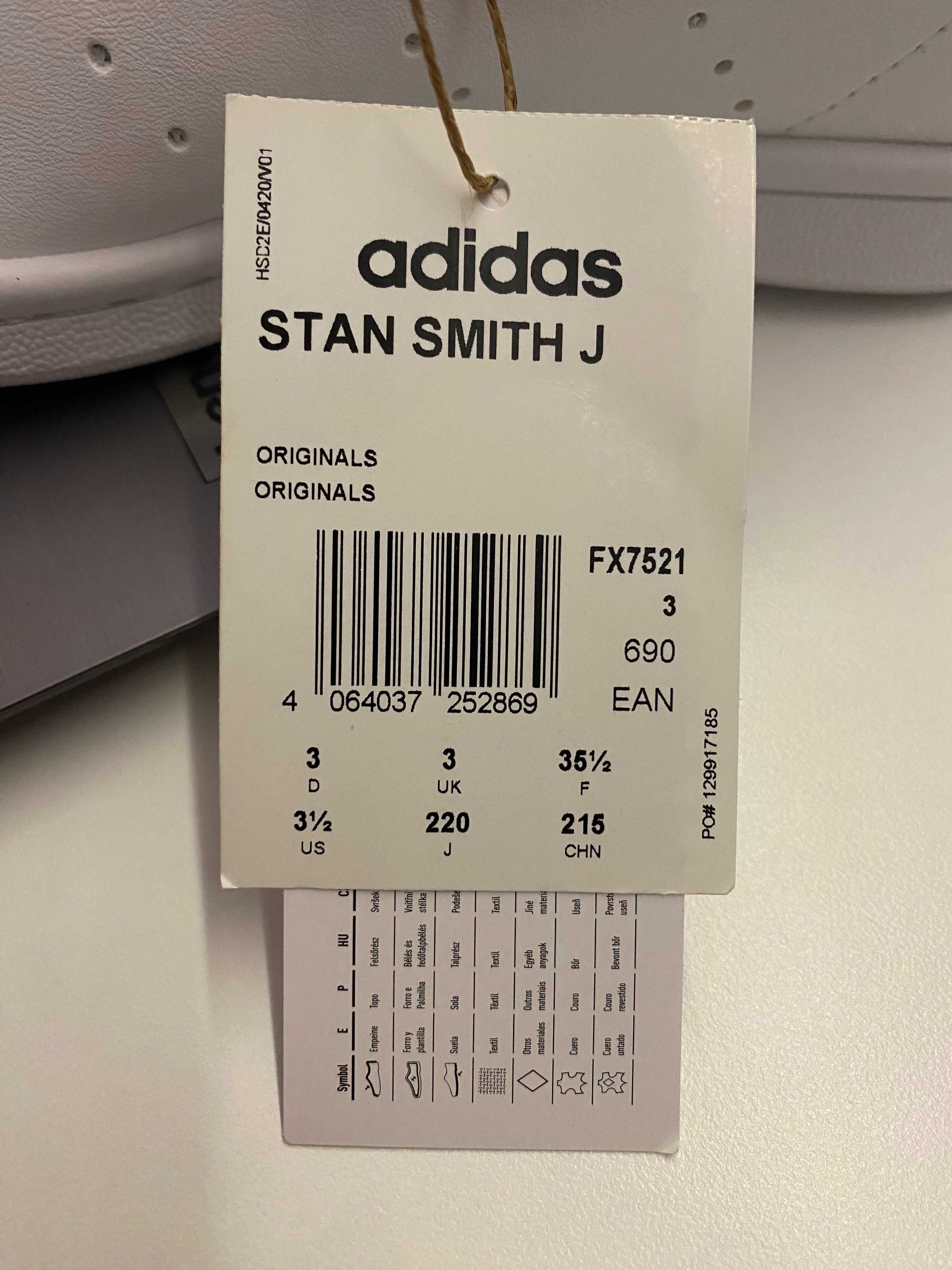 Nowe buty damskie/dziewczęce Adidas Stan Smith J 35.5 35 1/2 originals