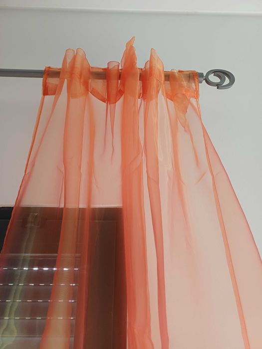 Conjunto 2 cortinados em organza laranja