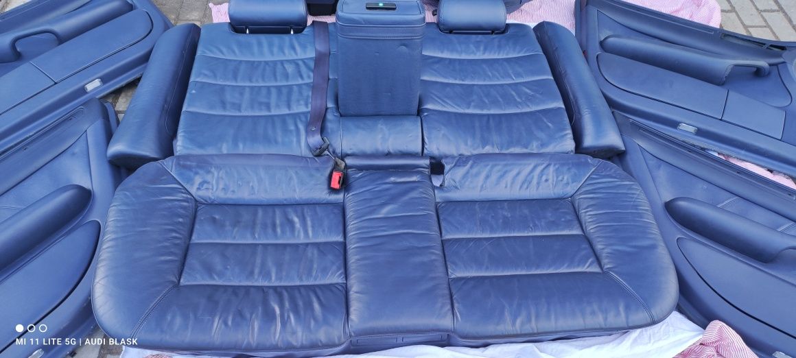 Fotele Fotel Skóra Niebieska Zestaw z  Fotelami Grzanymi Audi A6 C5