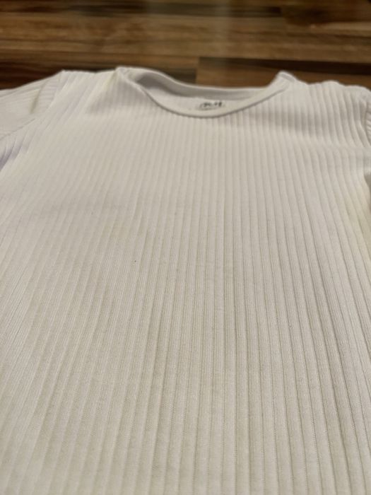 Body z długim rękawem białe prążkowane białe H&M 92