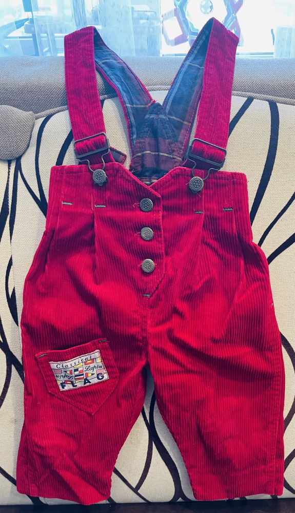 Червоний вільветовий комбінезон штани для дівчинки