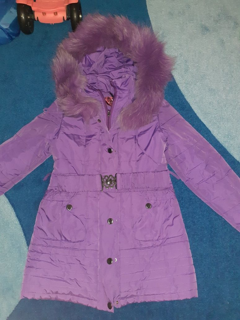 Куртка пальто зимня для дівчинки 7-8років