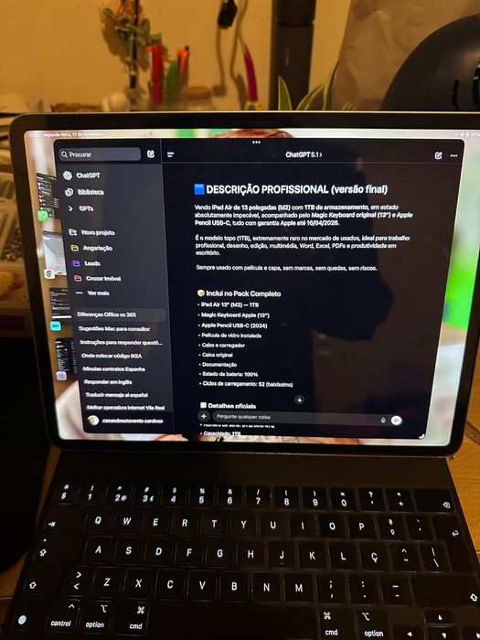 Ipad Air 13 M2 - 1TB - 100% Bateria - Magic Keyboard - Apple Mouse