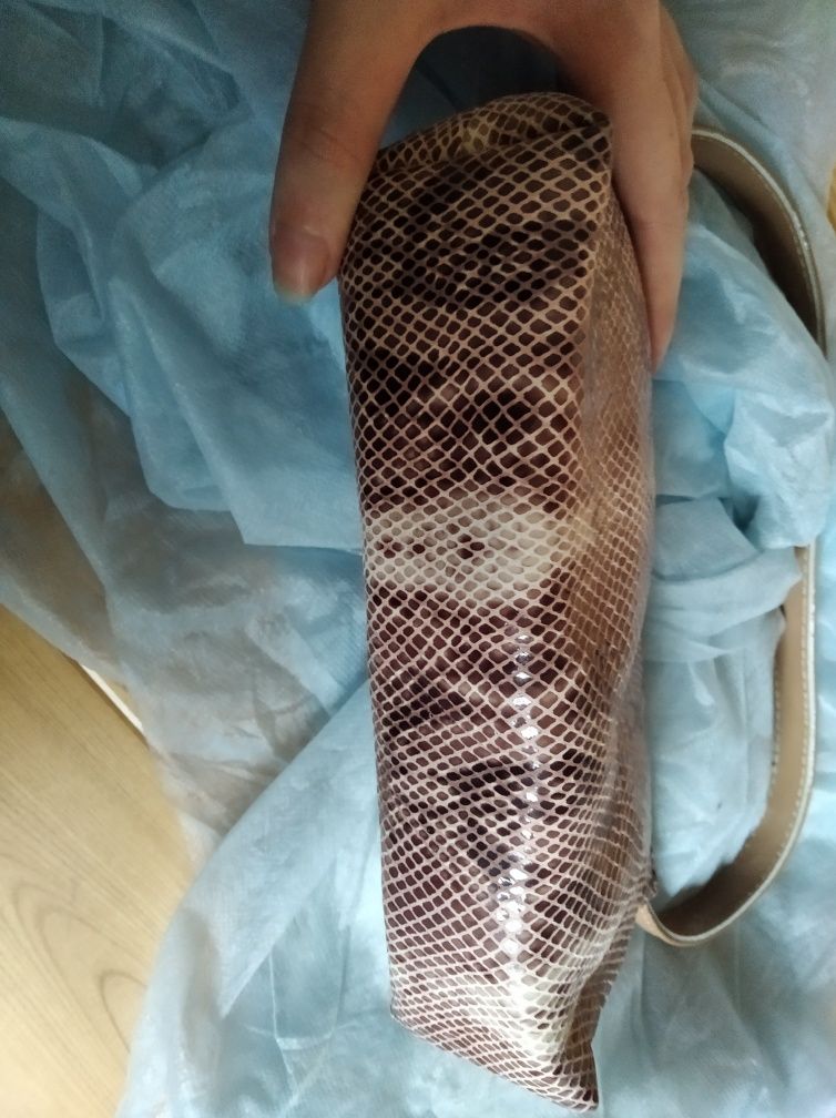 Torebka Batycki bursztyn skóra wzór wężowy