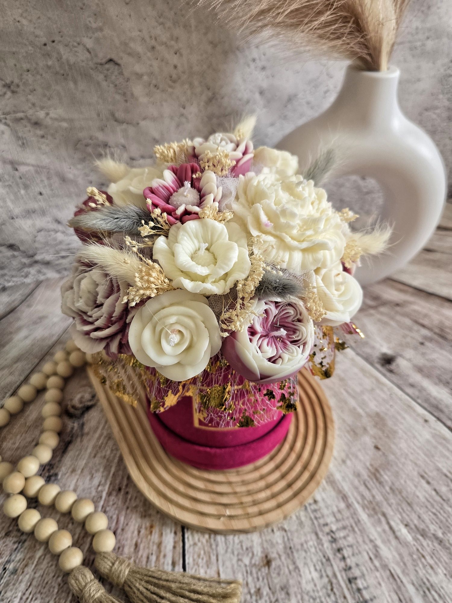 Candlebox flowerbox bukiet z wosku