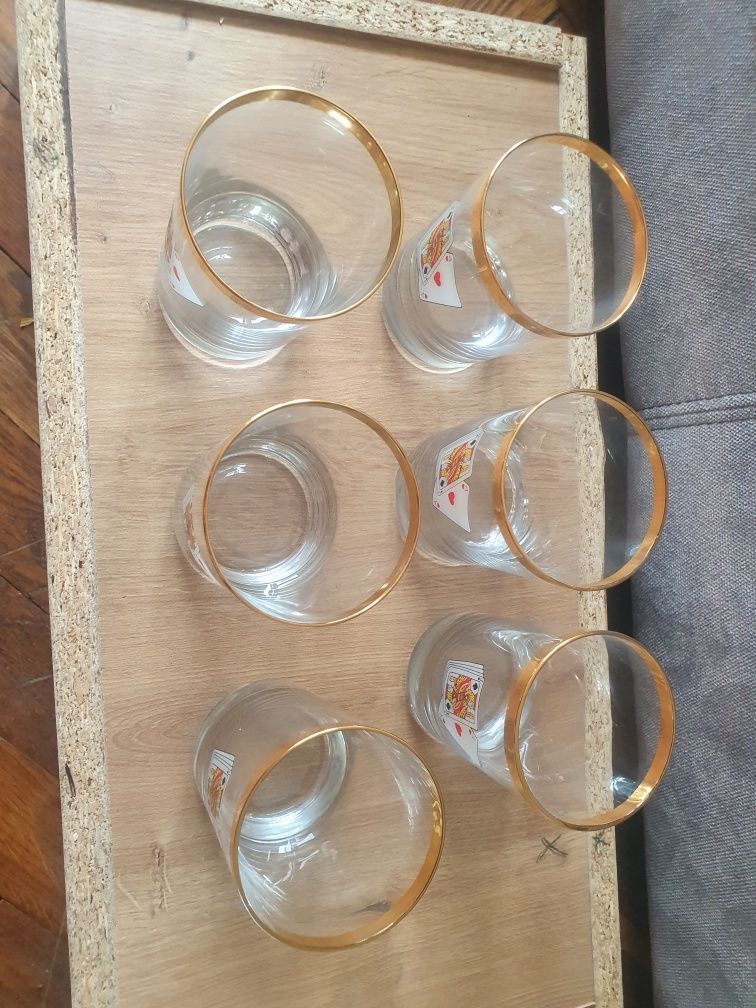 Szklanki do whisky malowane pozłacane kolekcja prl