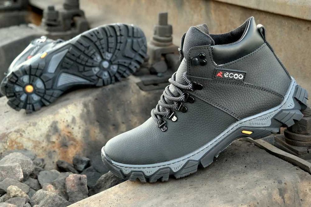 Мужские зимние ботинки E.C.C.O прошиты прокл, Натуральная кожаная обув