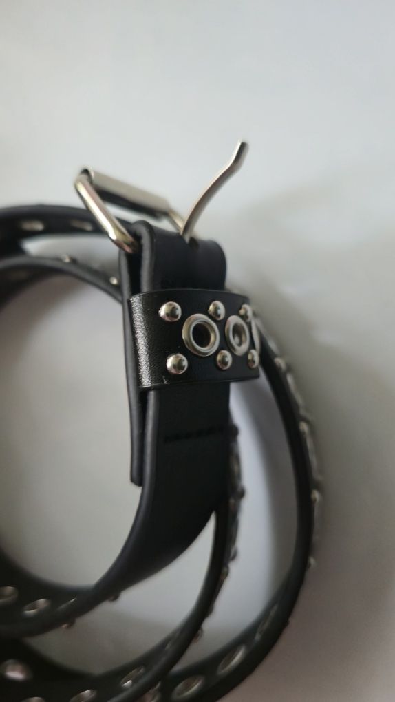 Damski Pasek srebrna klamra Metalowe oczka Punk retro
