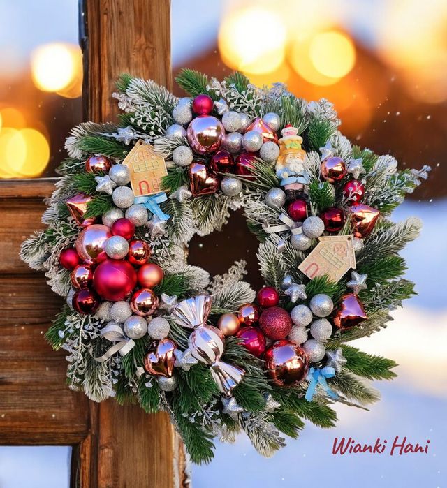 Świąteczny wianek na drzwi, Boże Narodzenie,