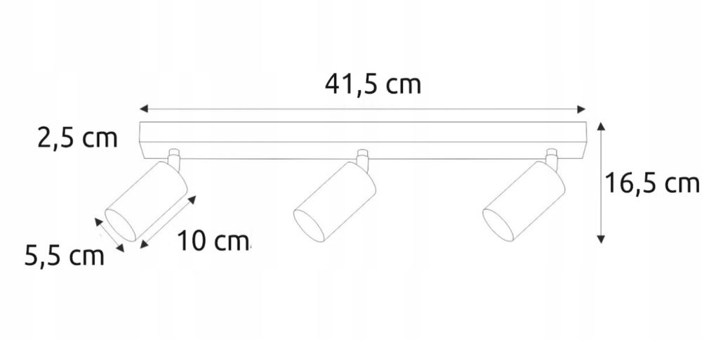 Lampa Sufitowa Kinkiet Spot Oprawa Halogenowa 3x GU10 Czarna