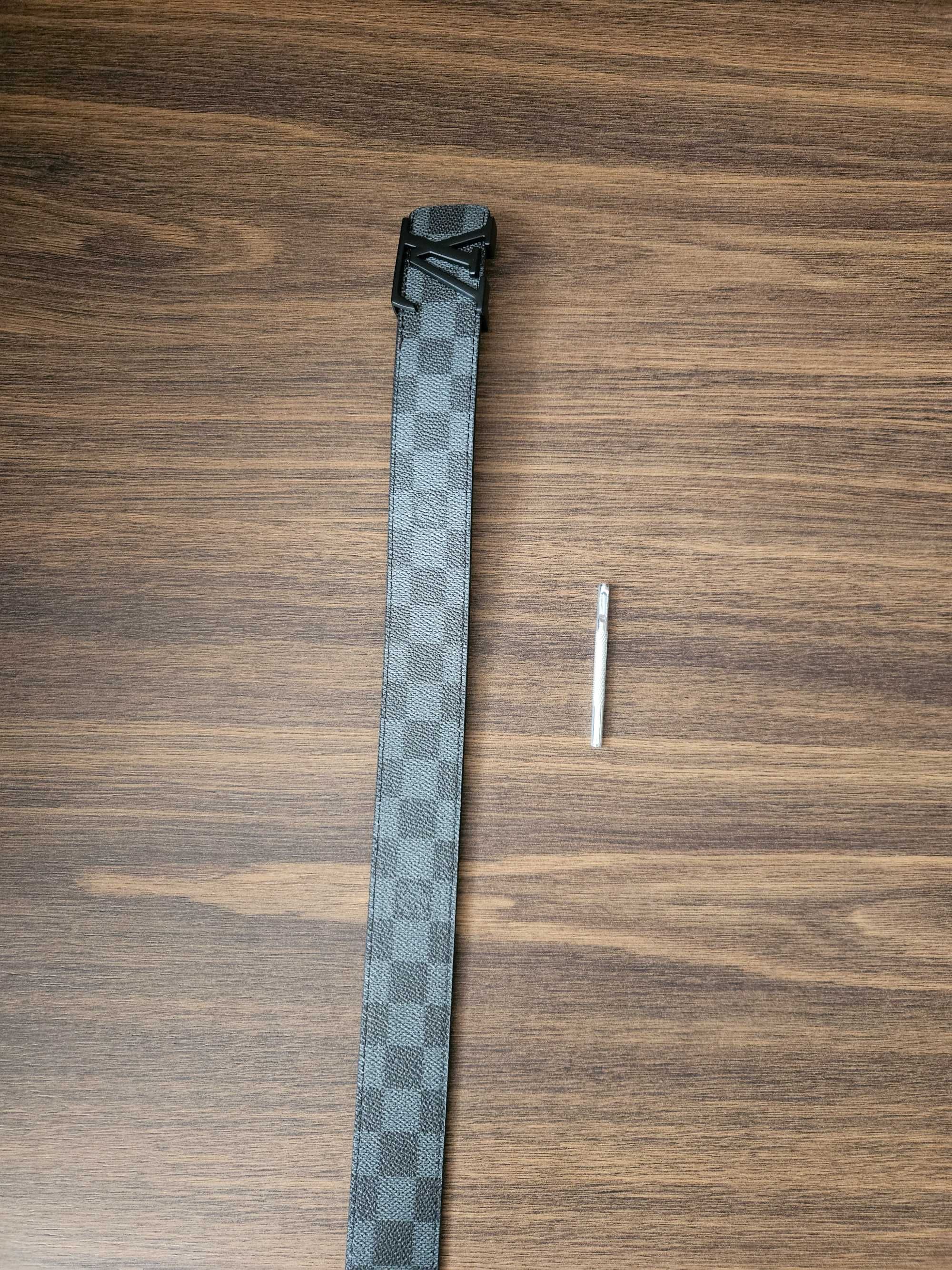Pasek do spodni LOUIS VUITTON LV 105cm NOWY +GRATIS czarny w kratke