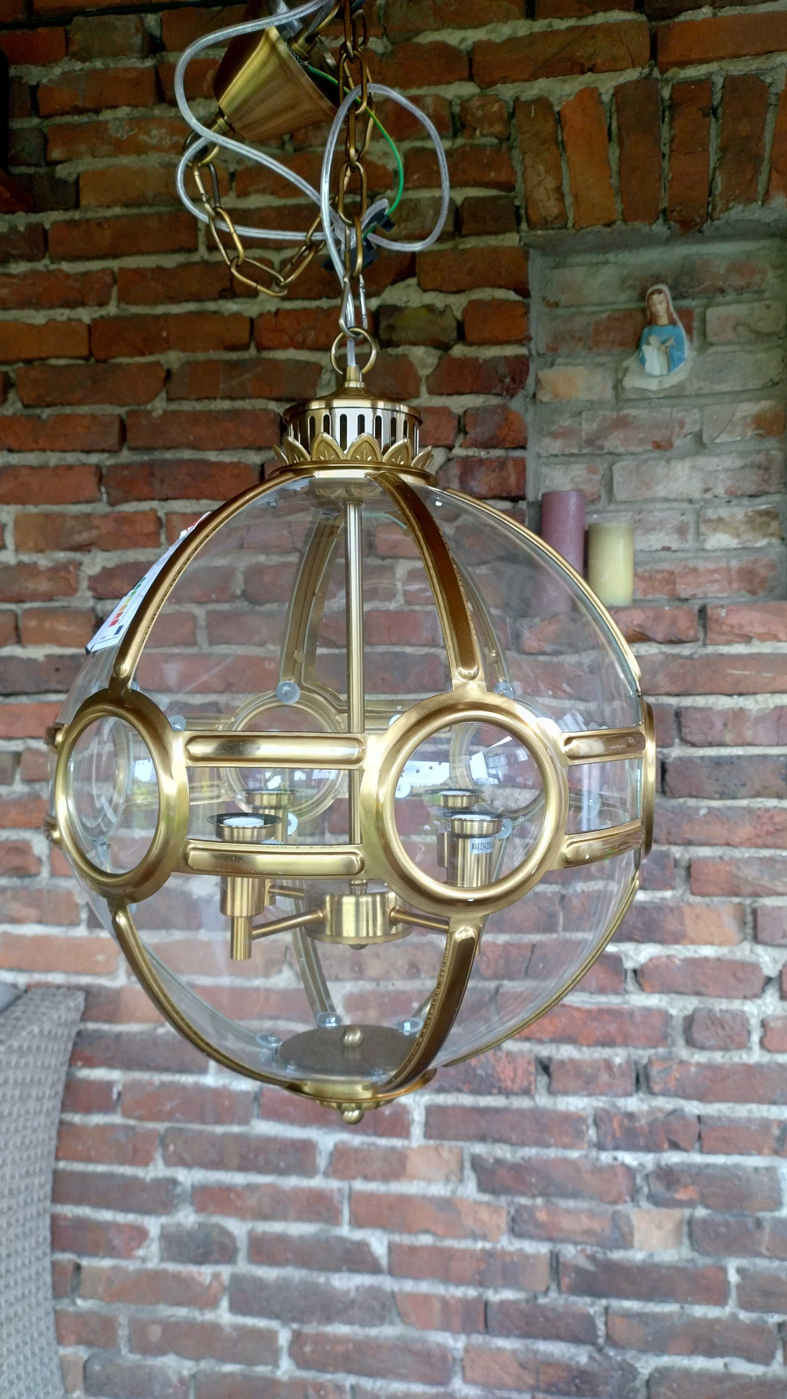 lampa wisząca okrągła złota kula szkło  STYL GLAMOUR  zestaw 2 sztuk!