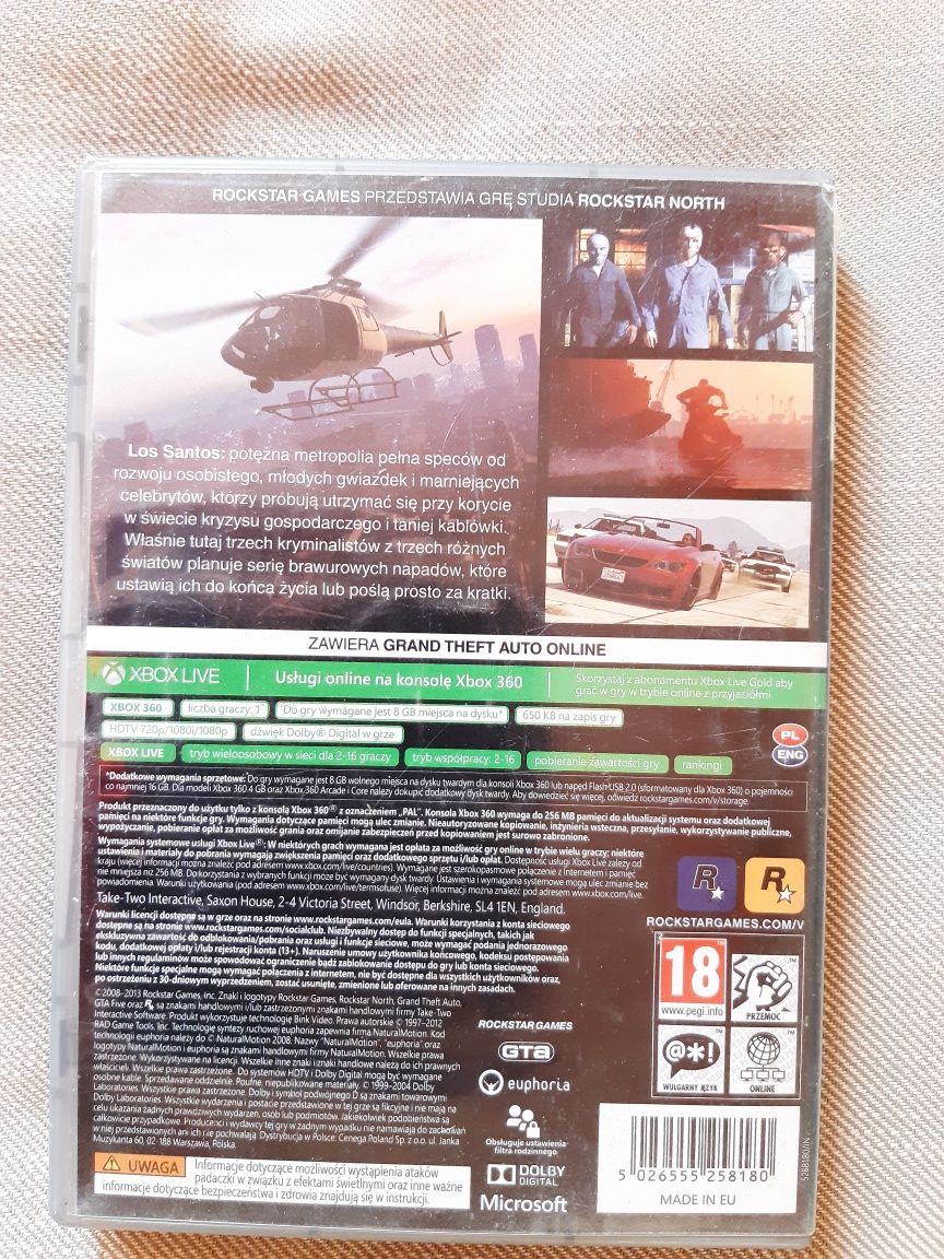 Gra GTA 5 na konsolę xbox 360 uszkodzona