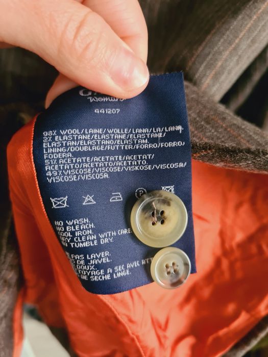 Brązowa wełniana marynarka w paski od Gant