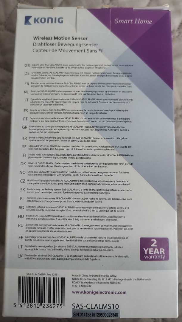 Bezprzewodowy czujnik ruchu König SAS-CLALMS10