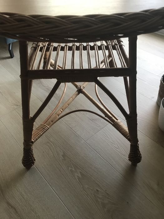 Stolik kawowy owalny 83 x 62 x 64cm wiklina na balkon do salonu okazja