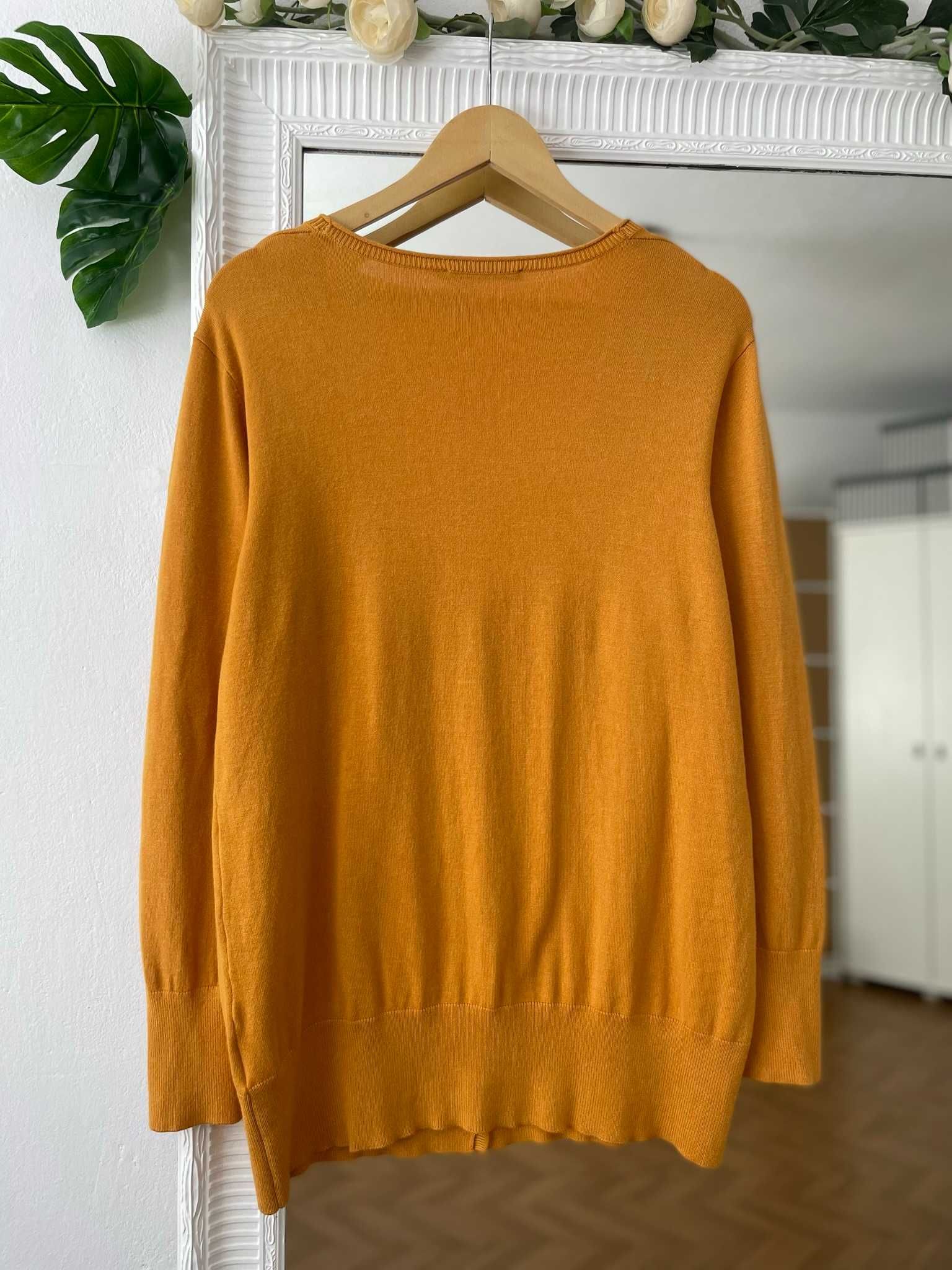 Sweter kardigan pomarańczowy miodowy oversize wiskoza y2k 44 XXL