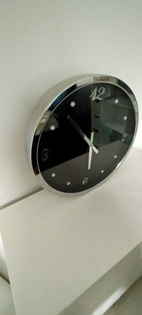 Zegar duży srebrny ścienny Glamour