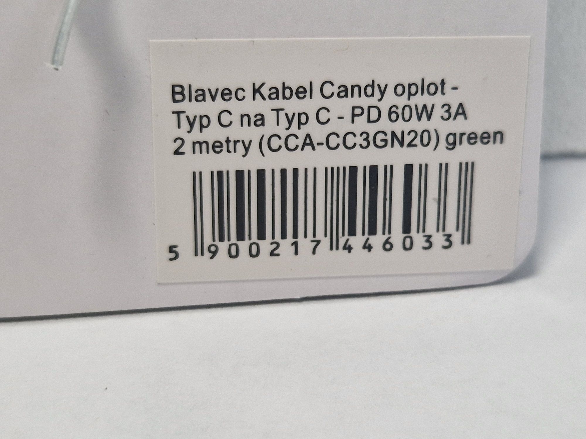 Blavec Kabel Candy oplot - Typ C na Typ C - PD 60W 3A 2 metry Apple