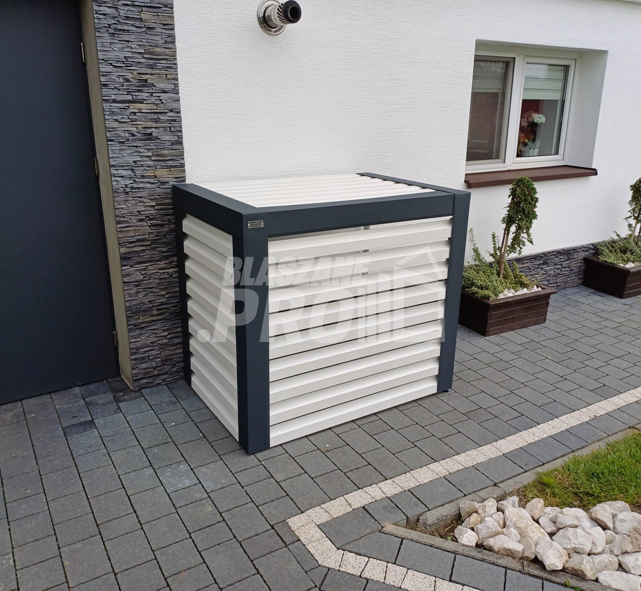 Osłona klimatyzatora pompy ciepła 90x50x110 cm biały antracyt GP302