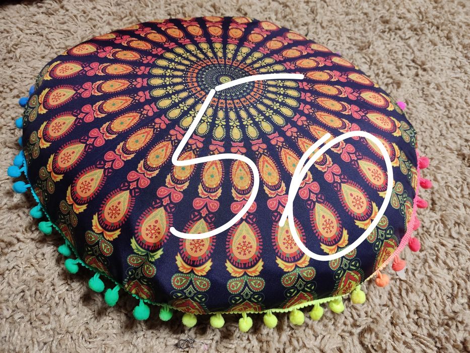 Śliczna nowa poduszka mandala joga medytacja 45 cm łuska gryczana