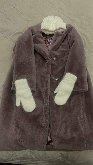 Шубка пудрова жіноча, 46/48 розмір, екохутро