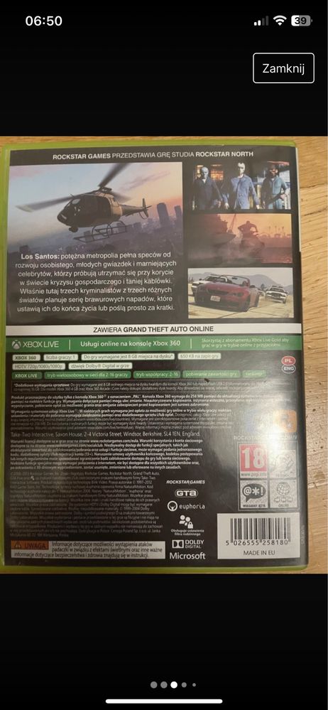 Gra grand theft auto five na Xbox360