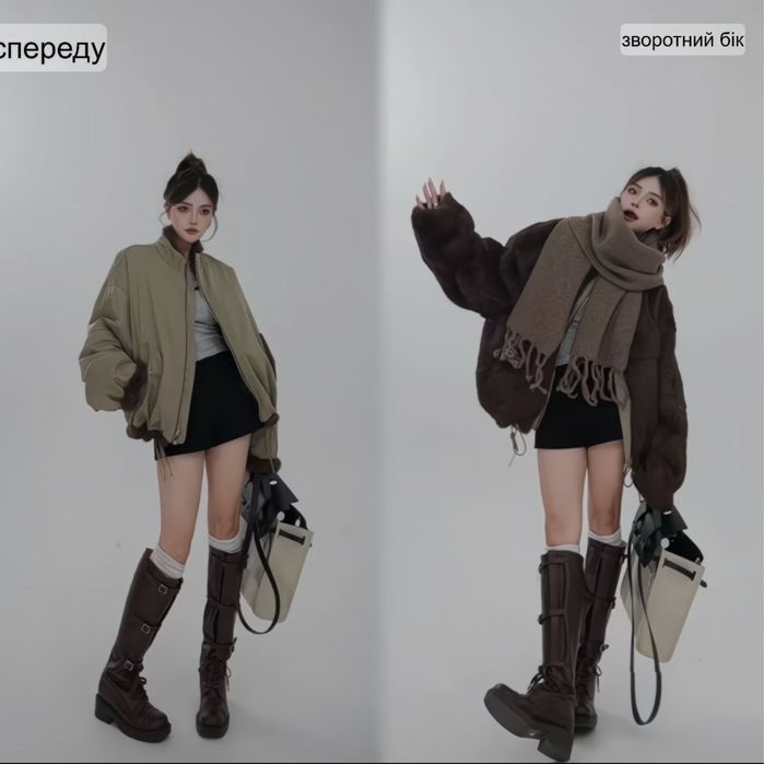 Двостороння парка жіноча Куртка шубка  кролик 2 в 1 | S M L