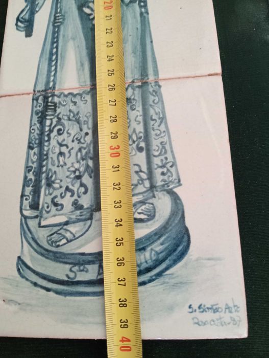 Vintage Painel 3 Azulejos Santo Antonio Assinado