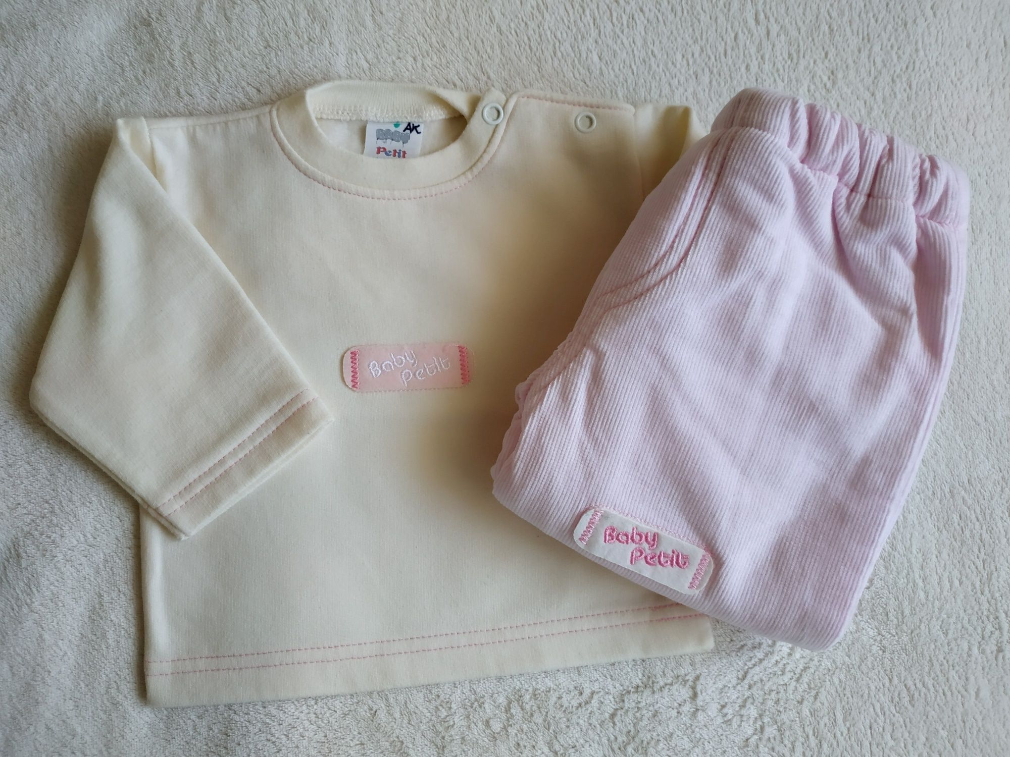 Conjunto bebé menina Sweat moletão + calças bombazina, 3 meses