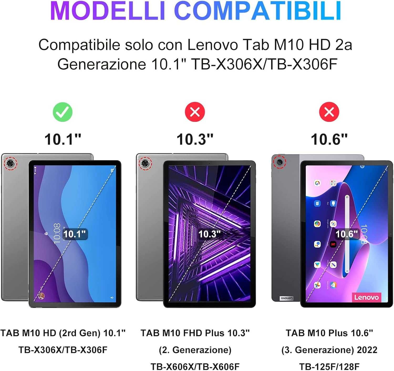 JADEMALL etui klawiatura Lenovo Tab M10 10,1'' HD 2nd TB-X306F X306X