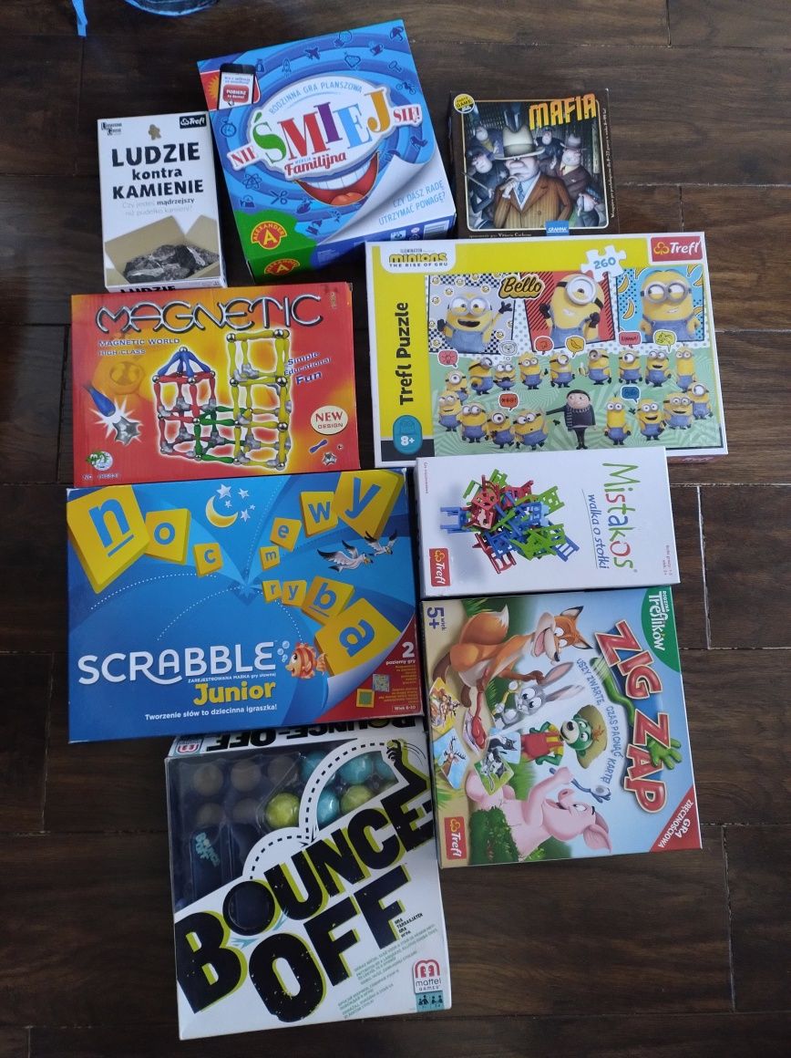 Gry, puzzle, Scrabble jr., ZigZap, Mafia itp.