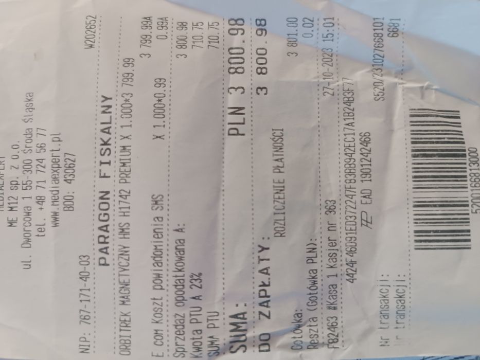 Orbitrek magnetyczny HMS H1742 Premium stan idealny